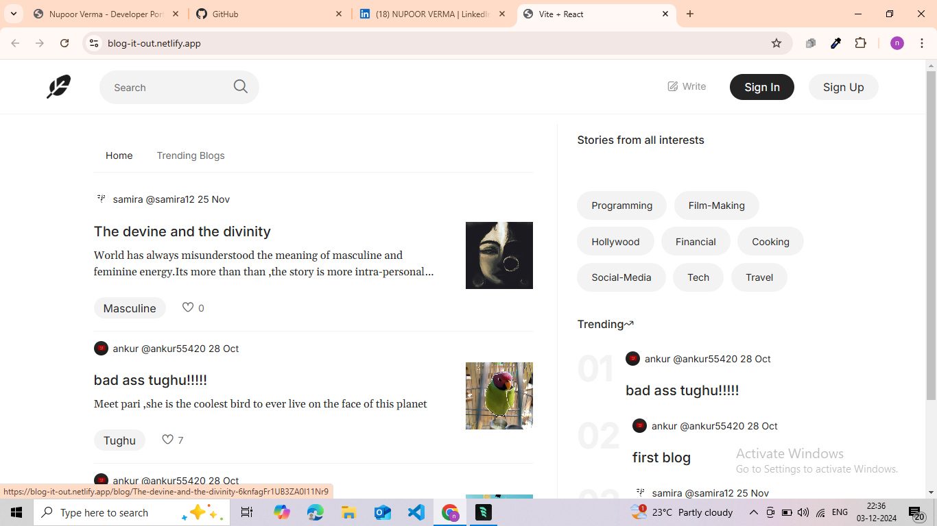 Blog It Out Project